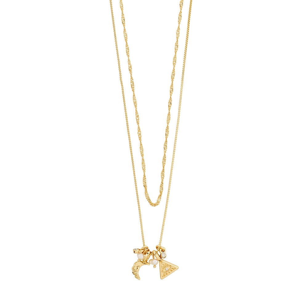 Between Recycled White Necklace - Gold Plated