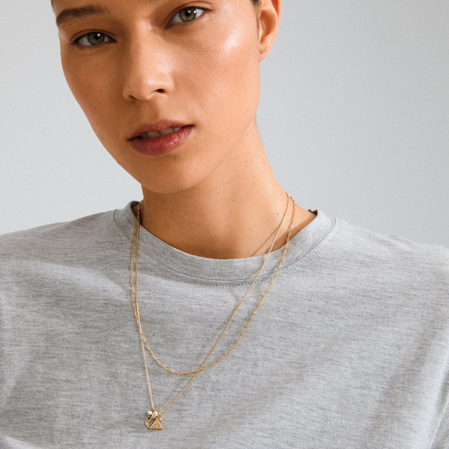Between Recycled White Necklace - Gold Plated