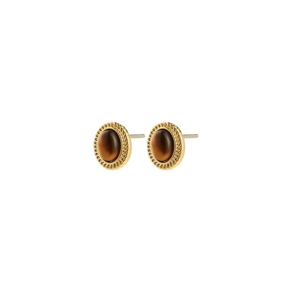 Between Recycled Brown Earrings - Gold Plated