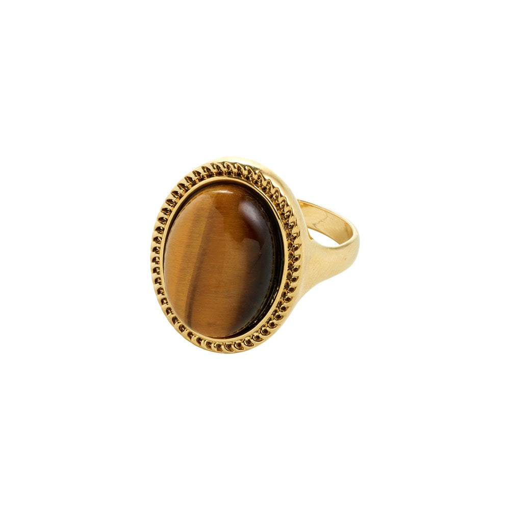 Between Recycled Brown Ring - Gold Plated