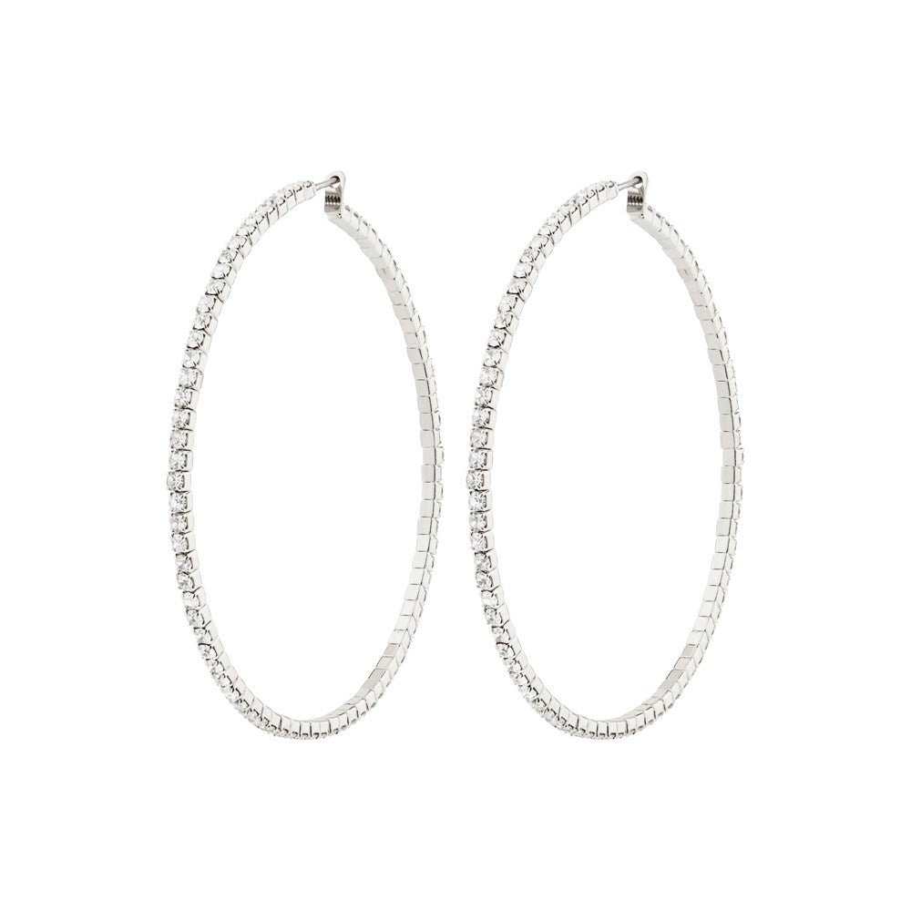 Sidney Crystal Hoop Earrings - Crystal - Silver Plated