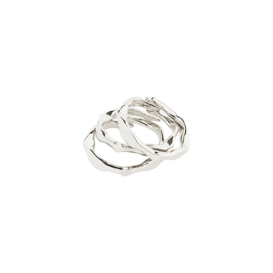 Wyatt Recycled Rings 3 In A Set - Silver Plated