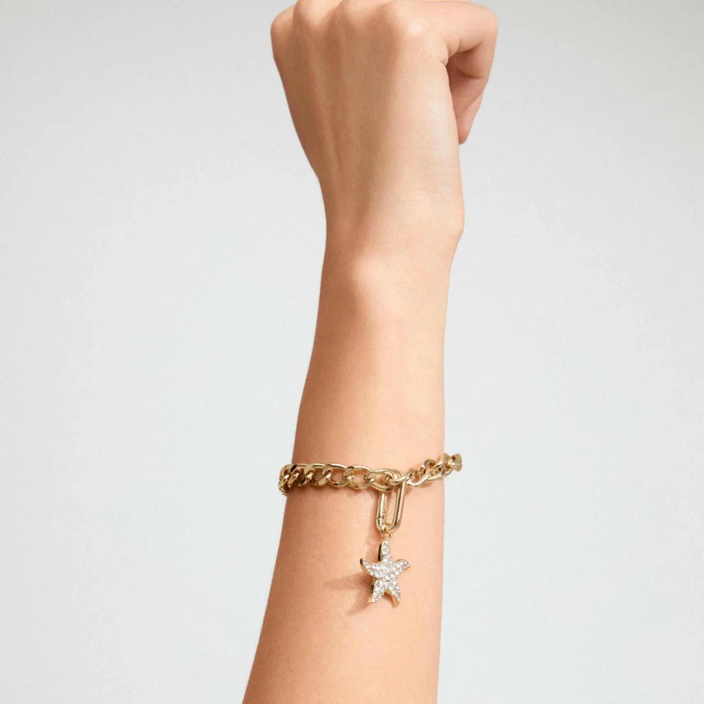 Charm Recycled Starfish Pendant - Gold Plated - Crystal