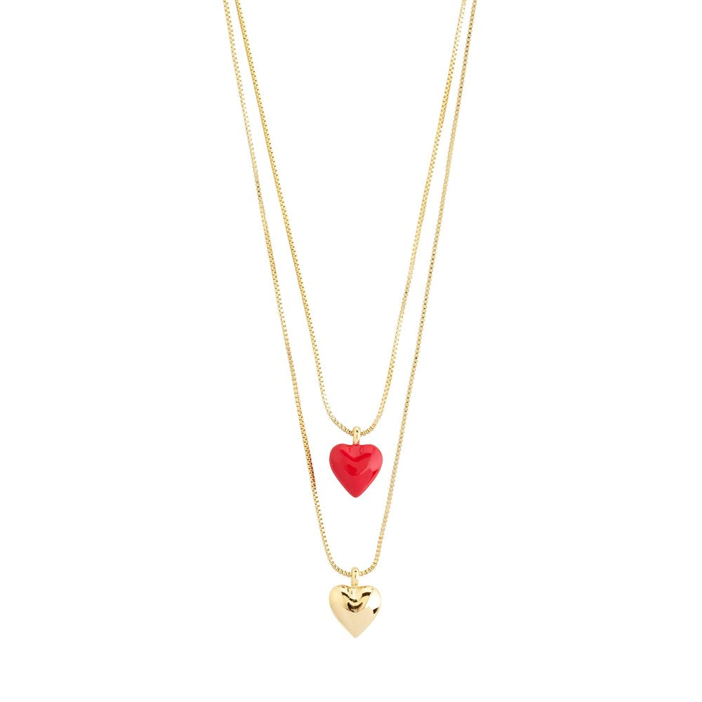 Maeve Recycled Necklace 2 In A Set - Gold Plated - Red