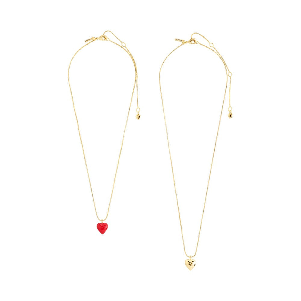 Maeve Recycled Necklace 2 In A Set - Gold Plated - Red