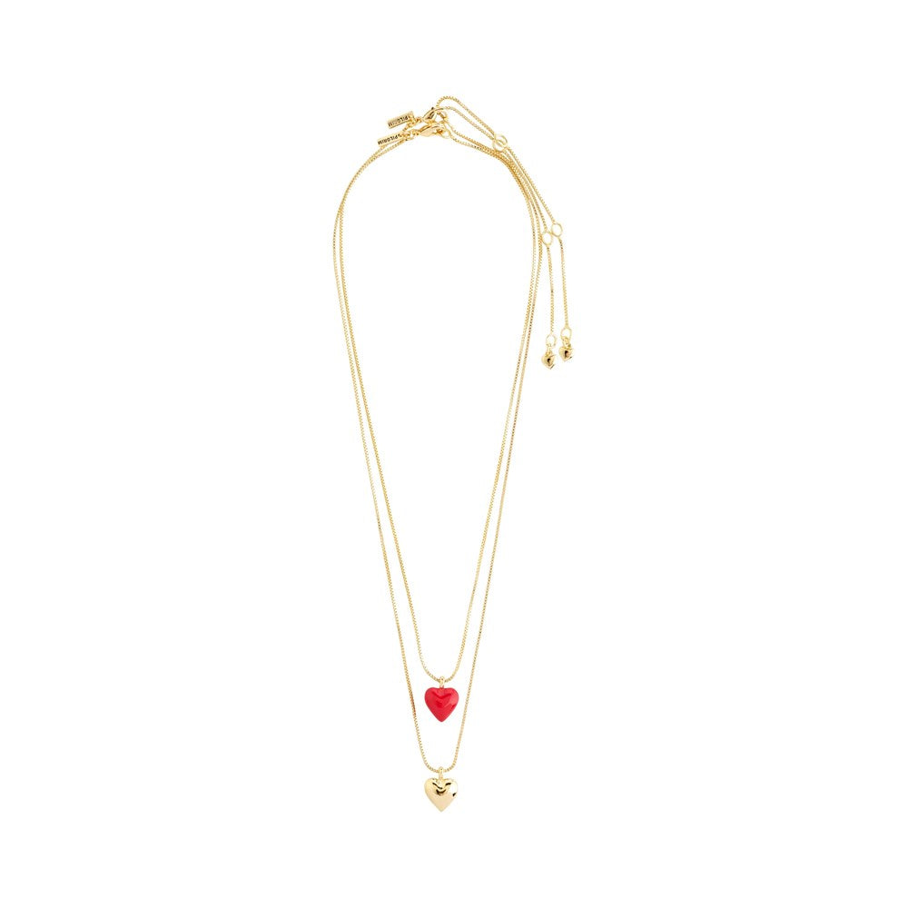 Maeve Recycled Necklace 2 In A Set - Gold Plated - Red