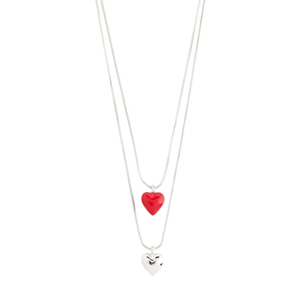 Maeve Recycled Necklace 2 In A Set - Silver Plated - Red