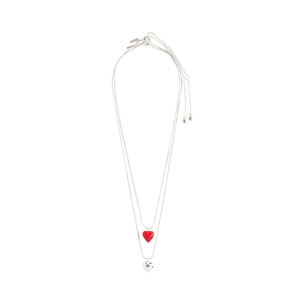 Maeve Recycled Necklace 2 In A Set - Silver Plated - Red