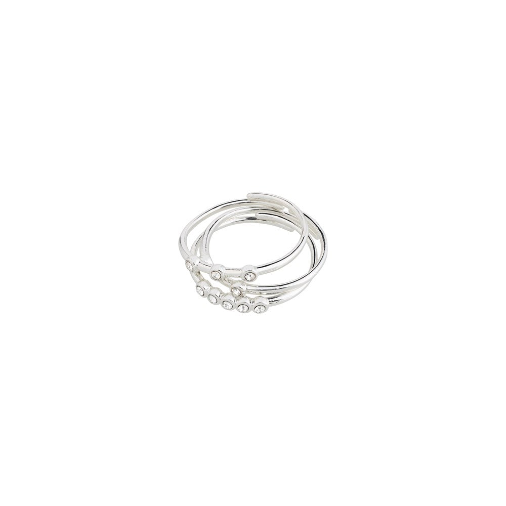 Sloan Recycled Rings 3-In-1 Set - Silver Plated - Crystal