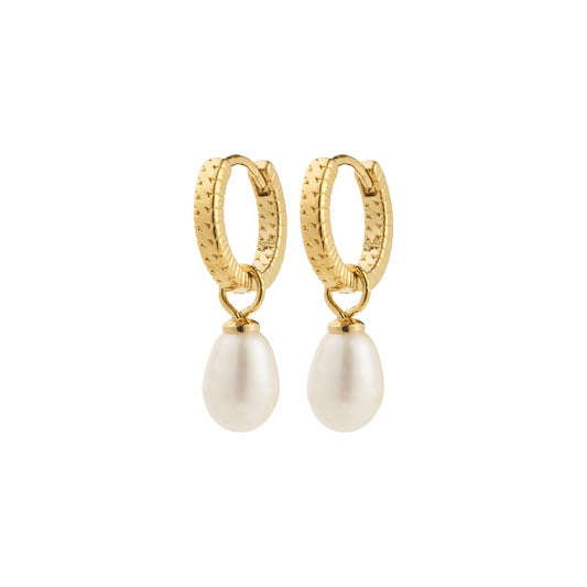 Elliana White Earrings - Gold Plated