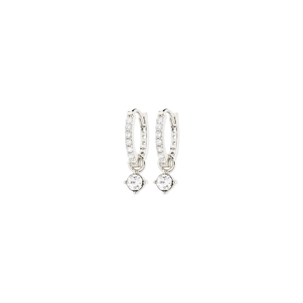 Joa Recycled Crystal Hoop Earrings - Silver Plated - Crystal