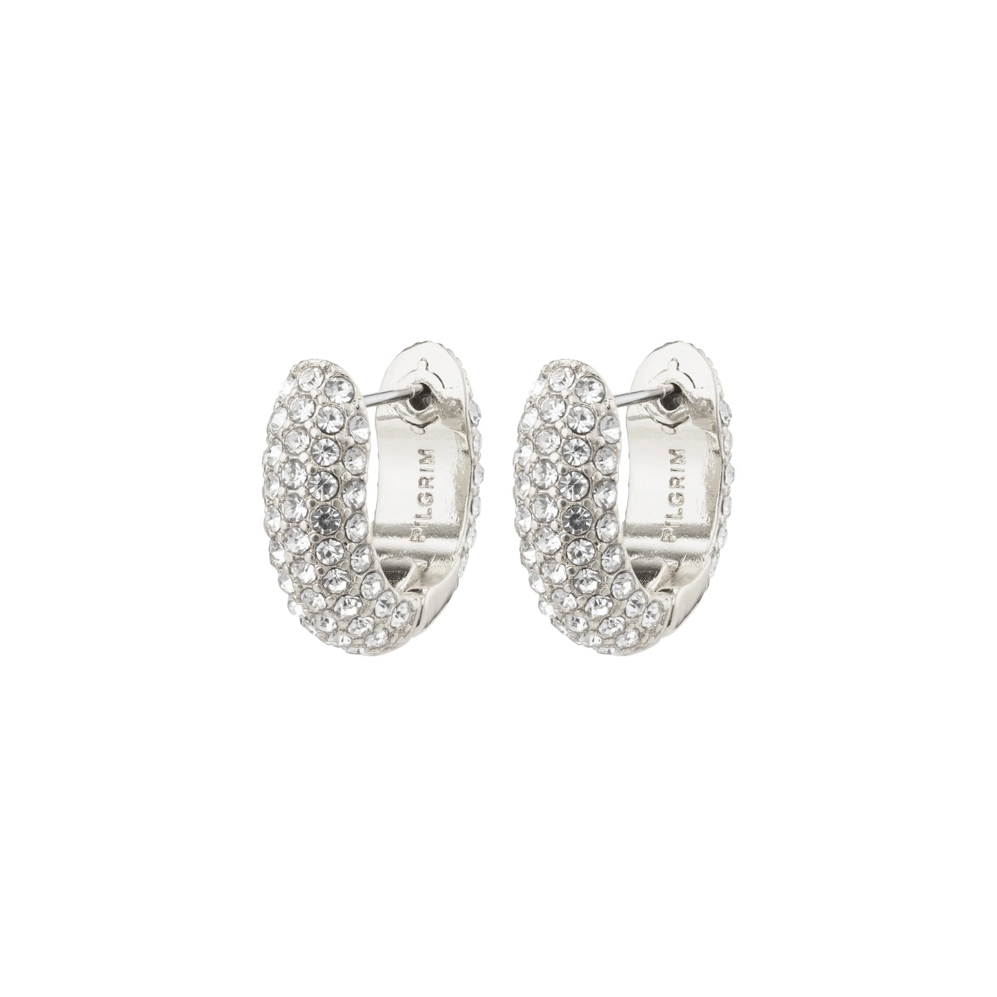 Lona Recycled Chunky Crystal Huggie Hoops - Silver Plated