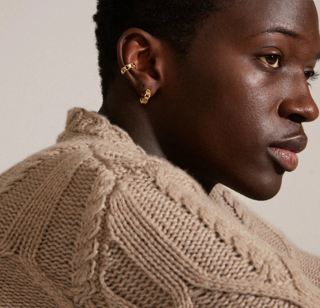 Desiree Recycled Hoop And Cuff Earrings - Gold Plated