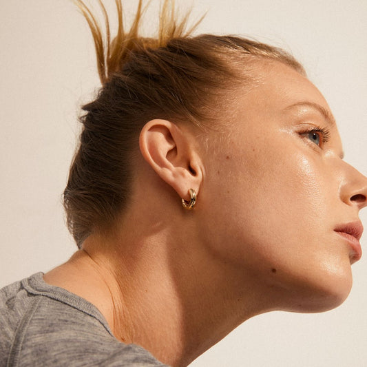 Aica Recycled Chunky Huggie Hoop Earrings - Gold Plated