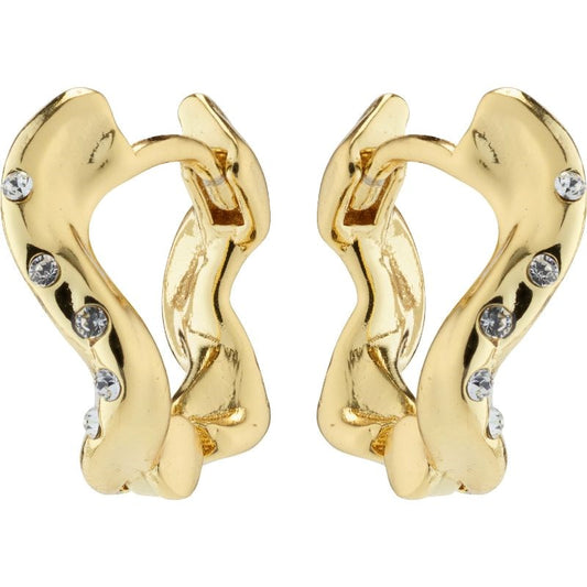 Evra Recycled Organic Shaped Crystal Hoops - Gold Plated