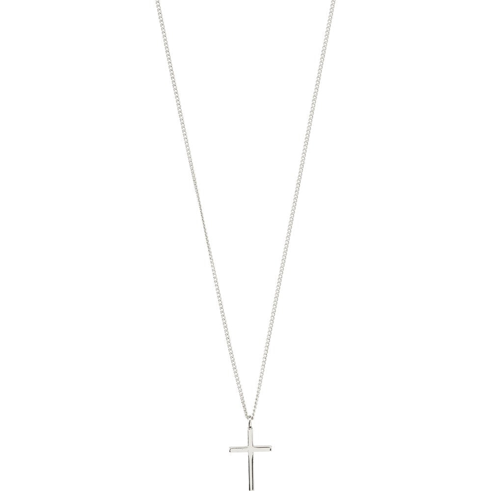 Daisy Recycled Cross Pendant Necklace - Silver Plated