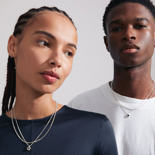 Act Necklace - Silver Plated - Black