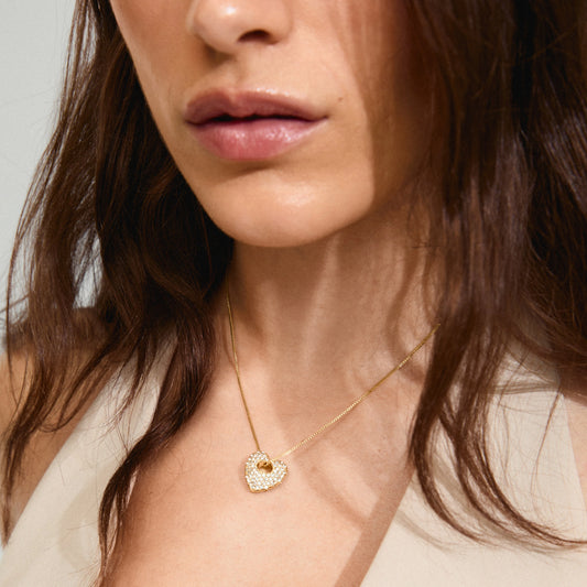 Dune Recycled Heart Necklace - Gold Plated - Crystal