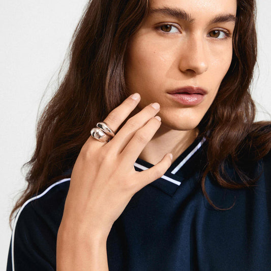 Dune Recycled Rings 2 In A Set - Silver Plated