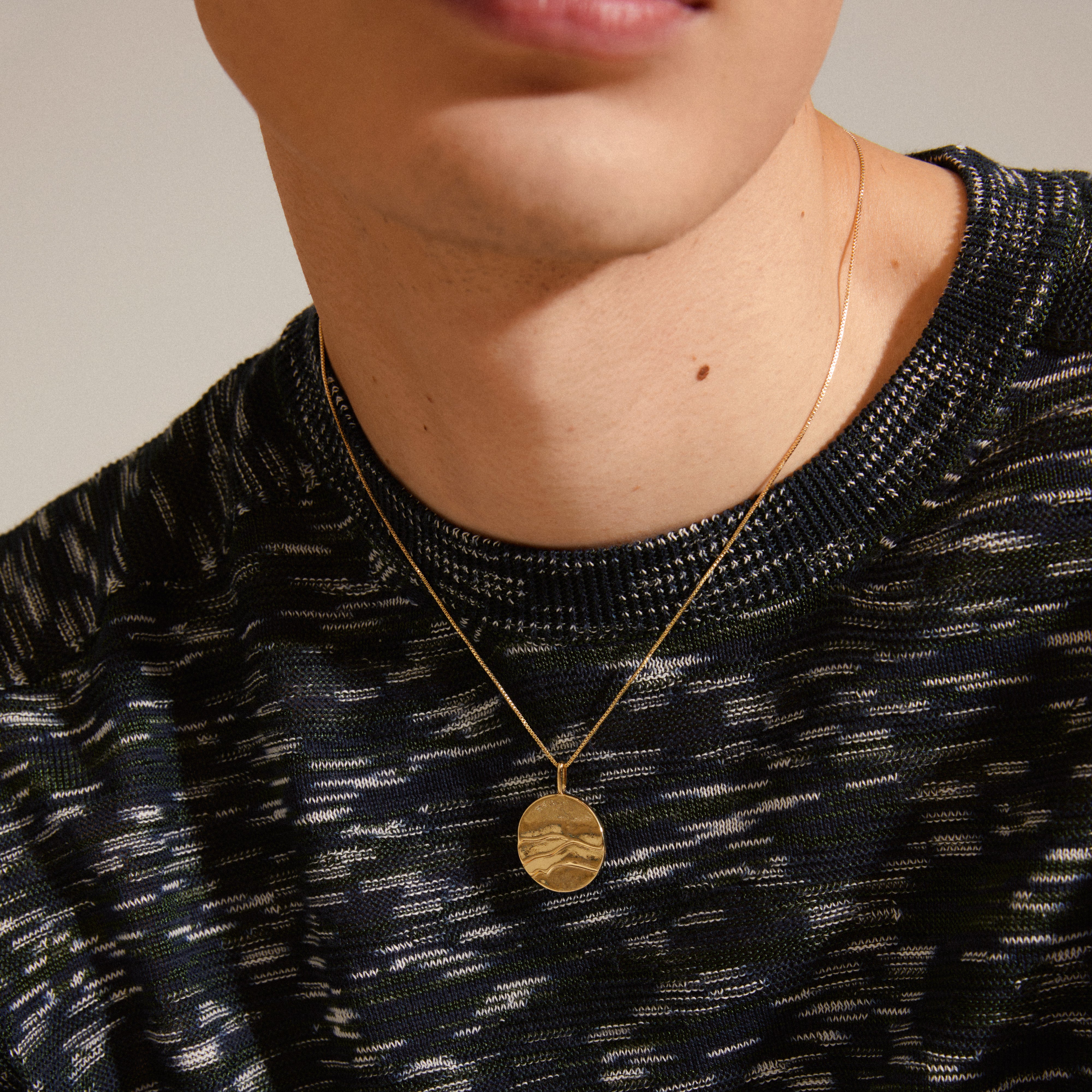 Heat Recycled Coin Necklace - Gold Plated