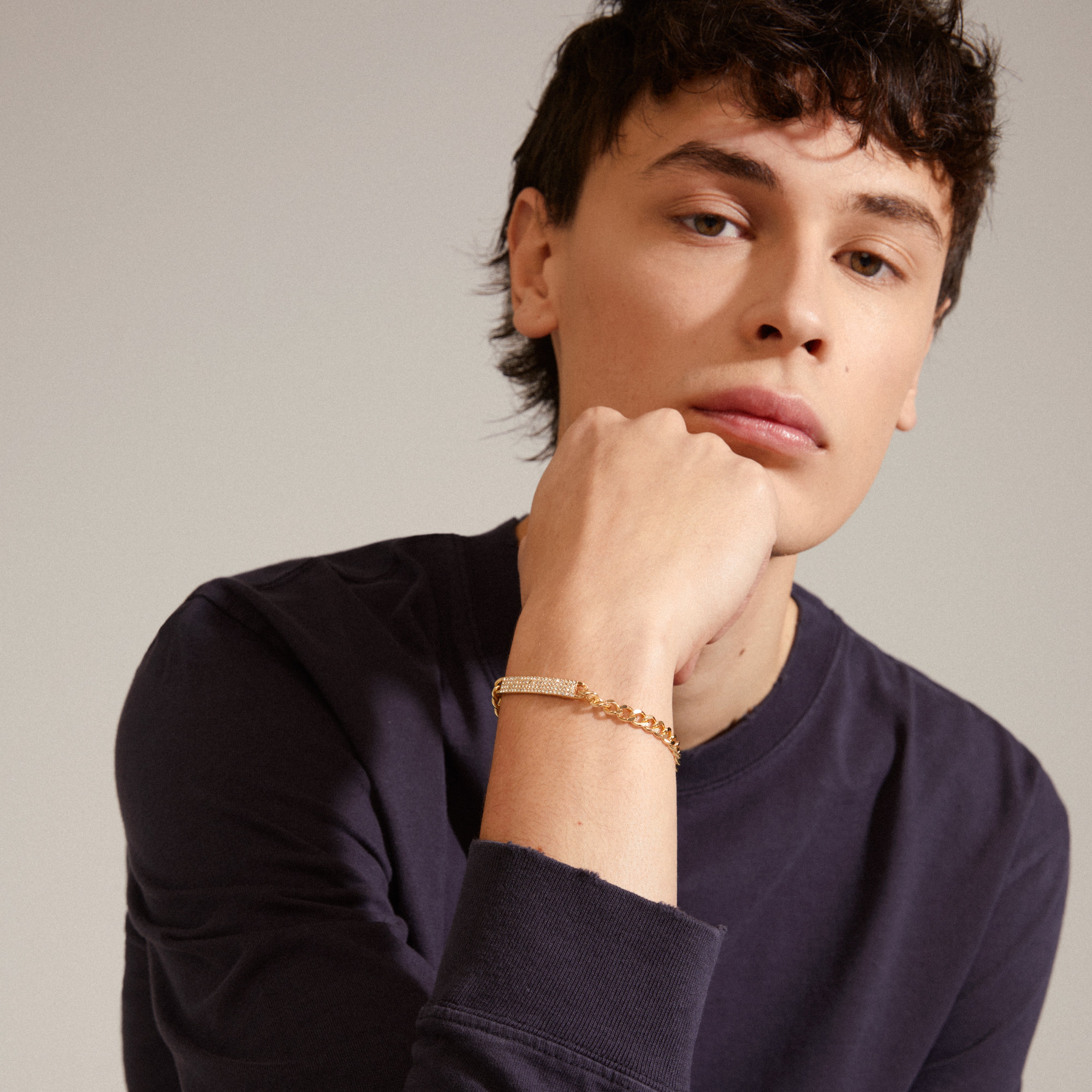 Heat Recycled Crystal Chain Bracelet Gold Plated Pilgrim Jewellery