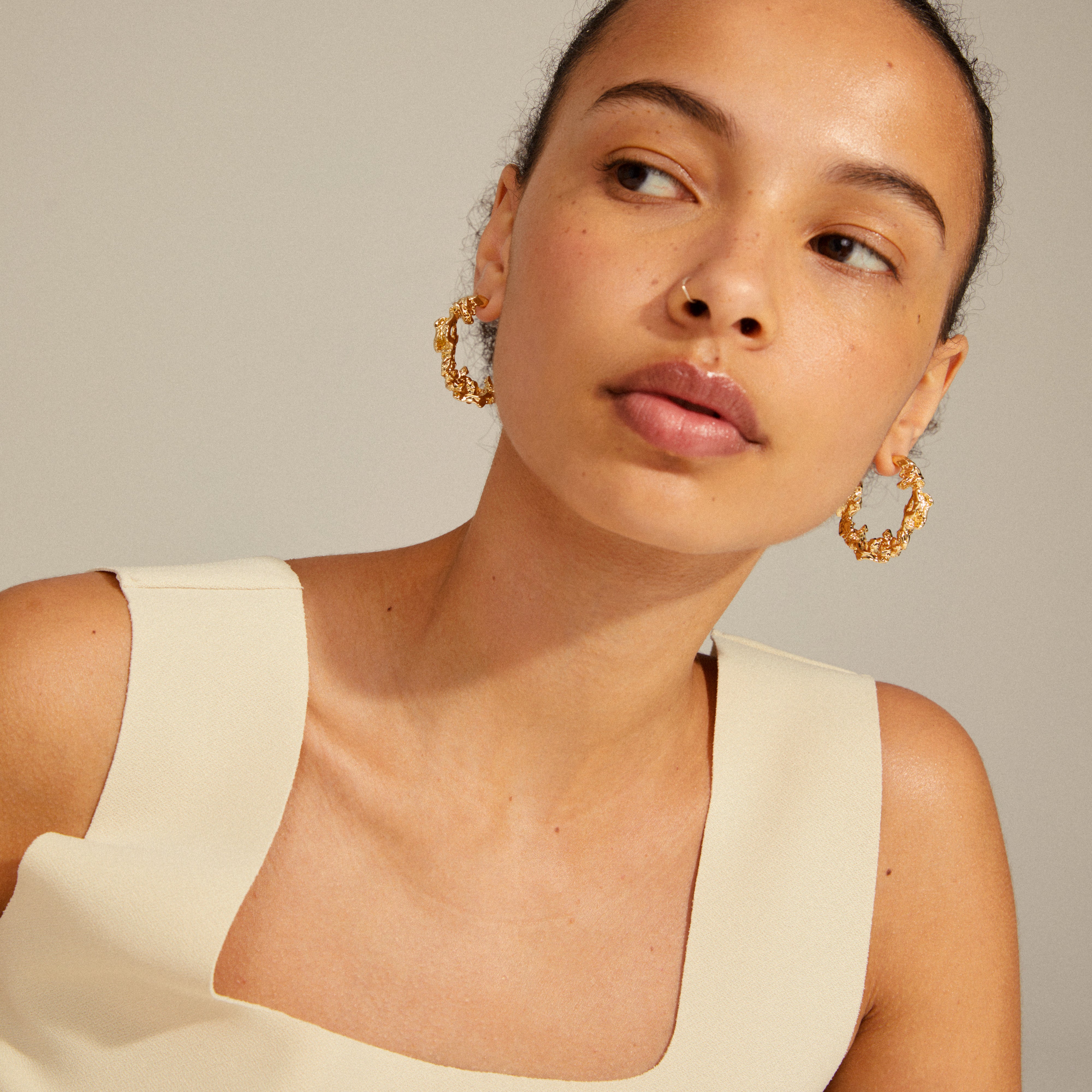Flow Recycled Large Hoops - Gold Plated