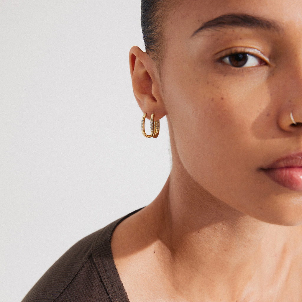 Star Recycled Hoops - Gold Plated