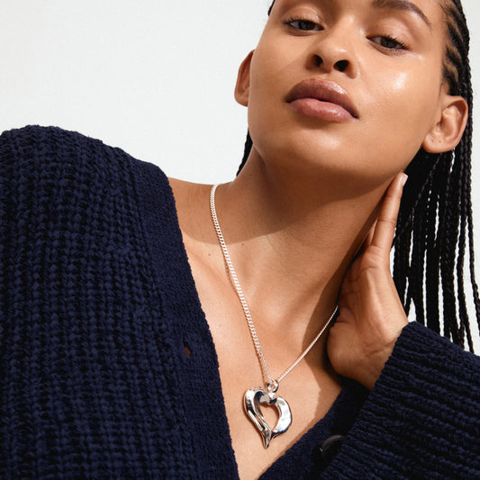 Tide Recycled Heart Necklace - Silver Plated