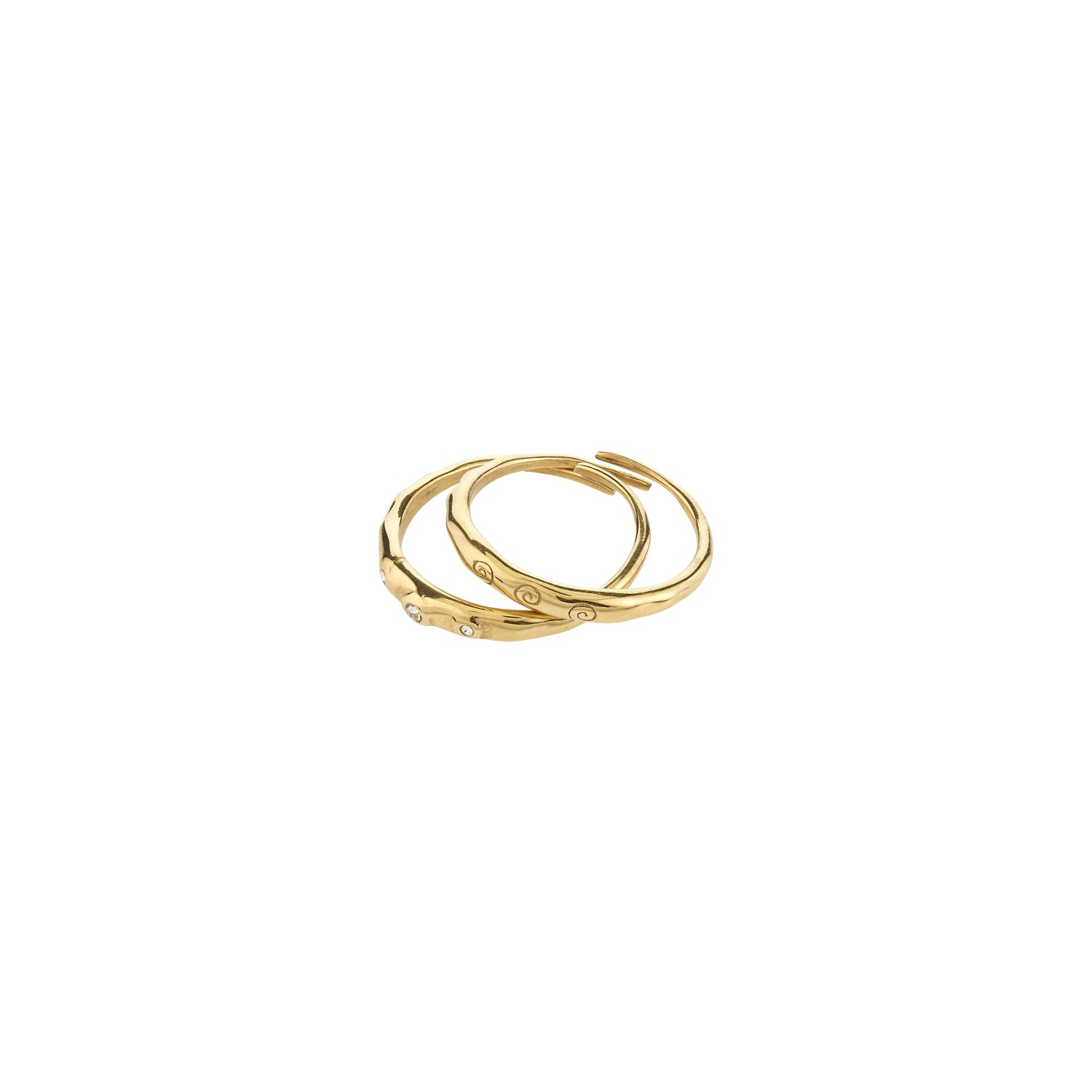 Fire Rings 2-In-1 Set, - Gold Plated