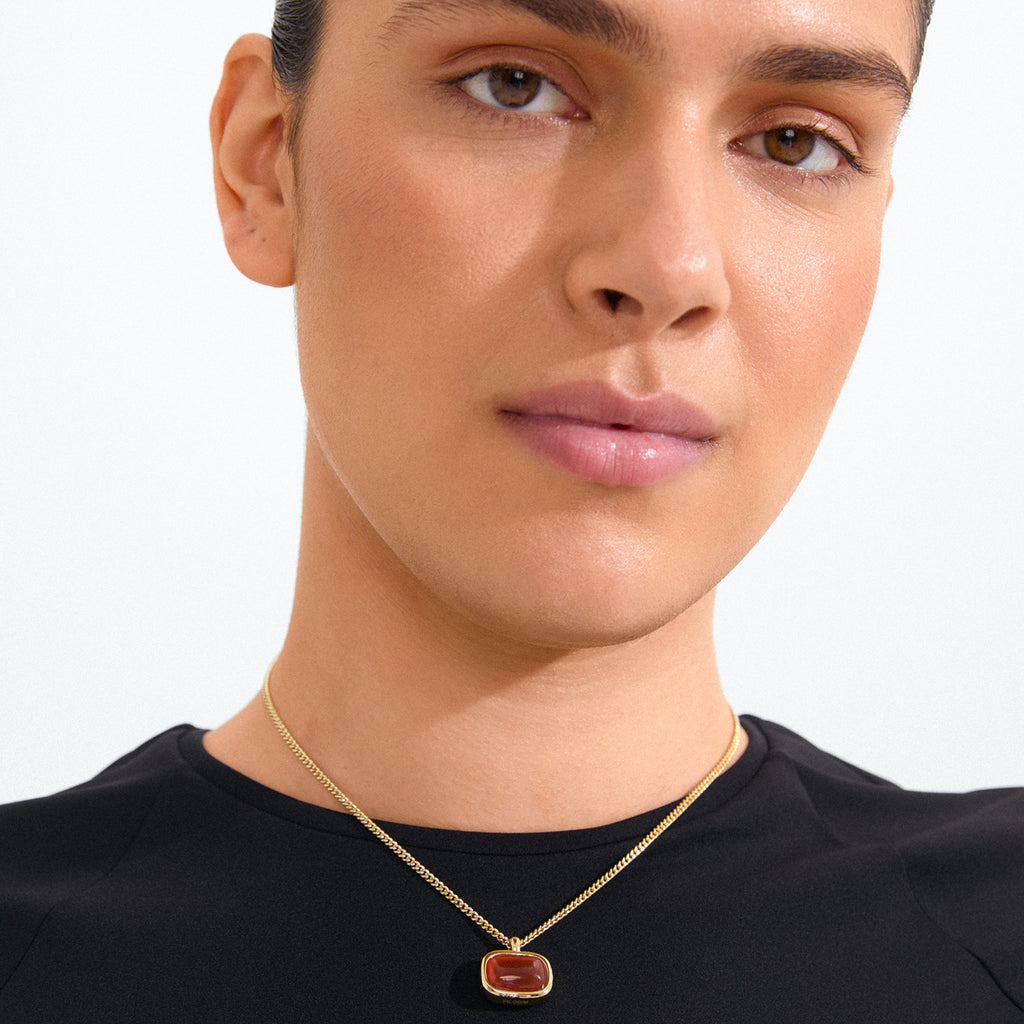 Now Necklace - Gold Plated/Red