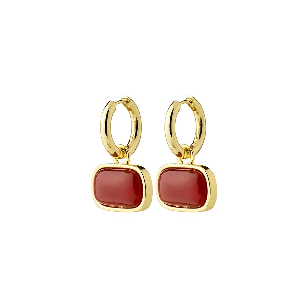 Now Earrings - Gold Plated/Red