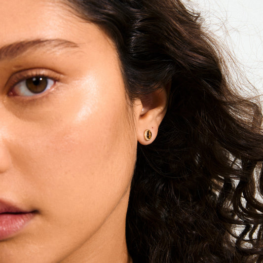 Between Recycled Brown Earrings - Gold Plated