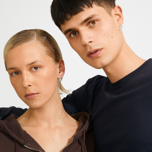Sense Hoop Earrings 2-In-1 Set - Silver Plated