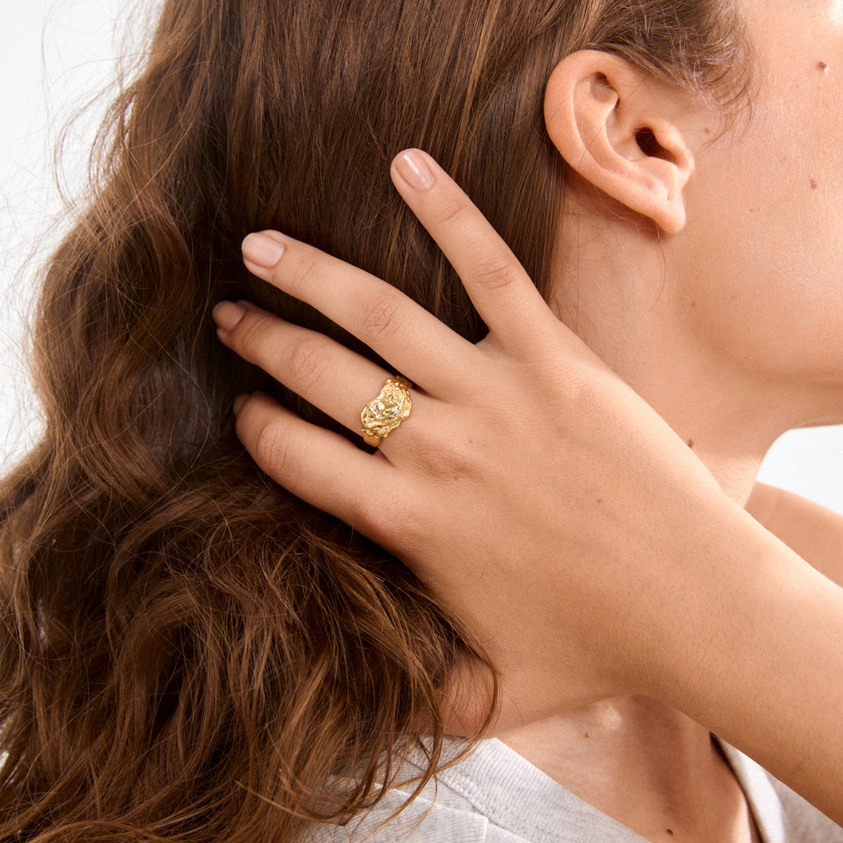 Blossom Recycled Organic Shaped Ring - Gold Plated