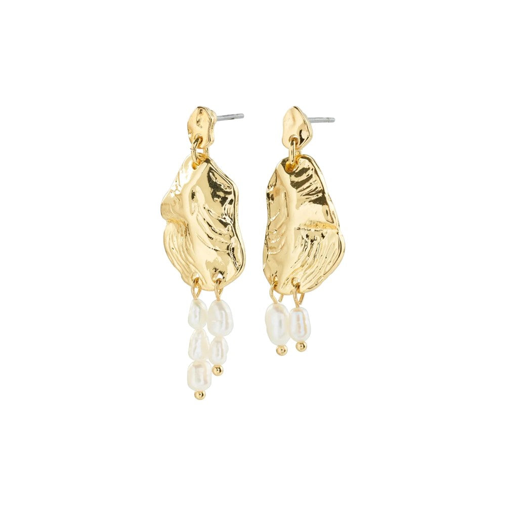Bloom Recycled Earrings White - Gold Plated
