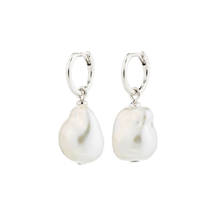 Sky Pearl Earrings - Silver Plated - White