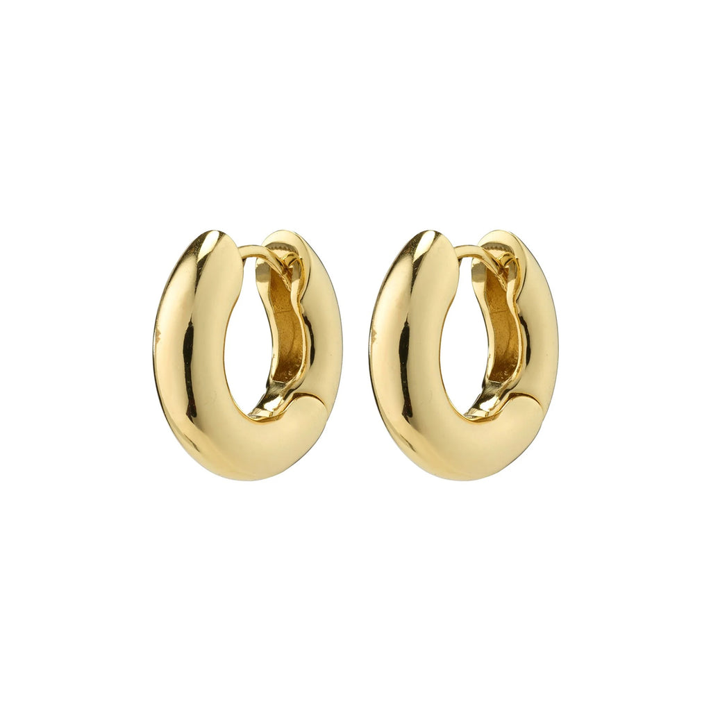 Aica Recycled Chunky Huggie Hoop Earrings - Gold Plated