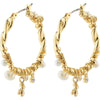 Ana Pearl & Crystal Hoops - Gold Plated