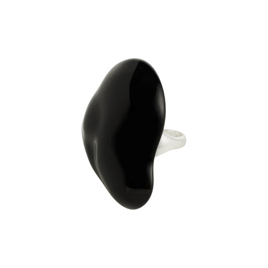 Lian Recycled Black Ring - Silver Plated