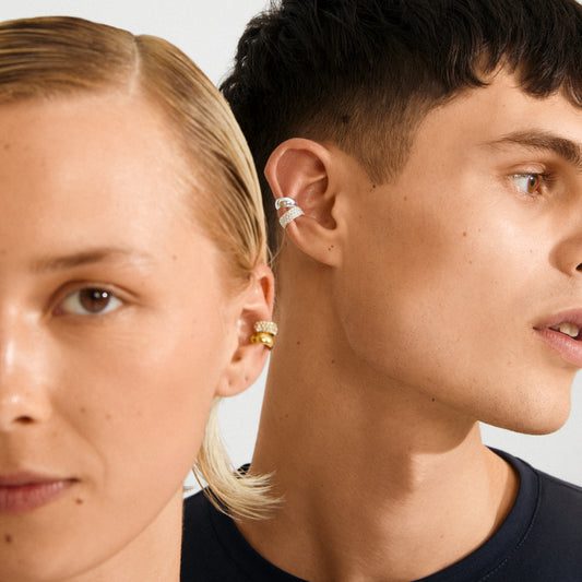 Hudsyn Ear Cuff 2-In-1 Set - Silver Plated