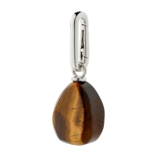 Charm Tiger Eye Charm - Silver Plated - Brown