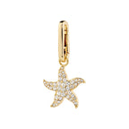 Charm Recycled Starfish Pendant - Gold Plated - Crystal
