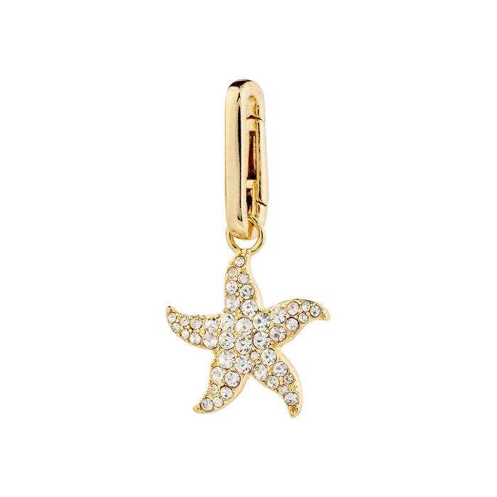 Charm Recycled Starfish Pendant - Gold Plated - Crystal