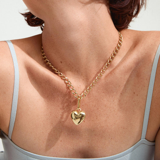Charm Recycled Full Heart Pendant - Gold Plated