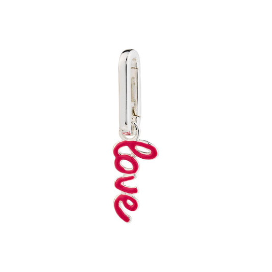 Charm Recycled Love Pendant - Silver Plated - Pink