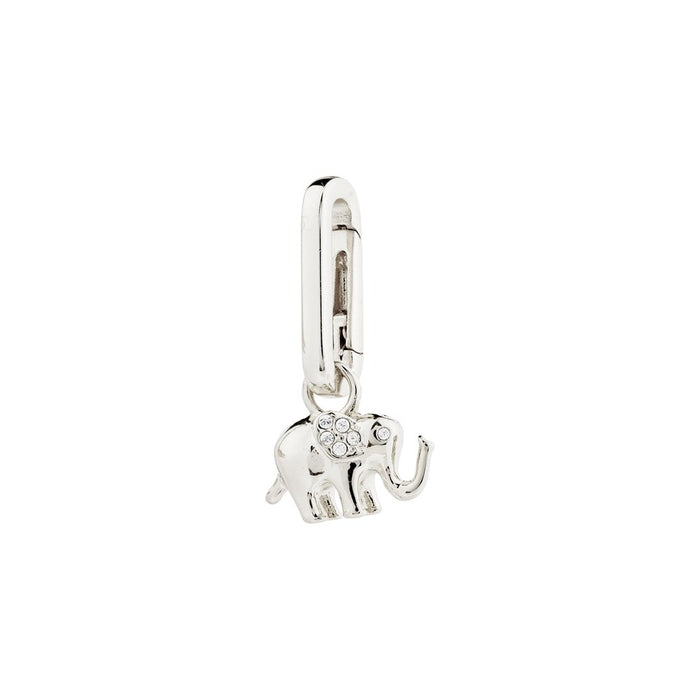 Charm Recycled Elephant Pendant - Silver Plated - Crystal