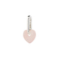 Charm Rose Quartz Heart Pendant - Silver Plated - Rose
