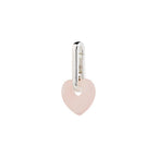 Charm Rose Quartz Heart Pendant - Silver Plated - Rose