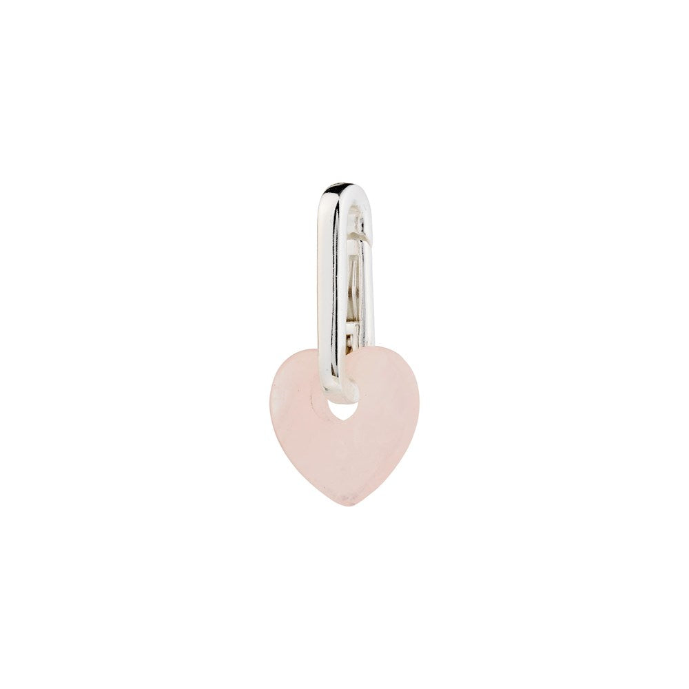 Charm Rose Quartz Heart Pendant - Silver Plated - Rose