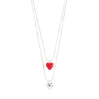Maeve Recycled Necklace 2 In A Set - Silver Plated - Red